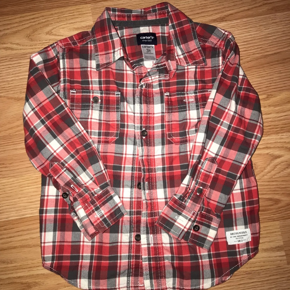 Carters boys 3T plaid button up